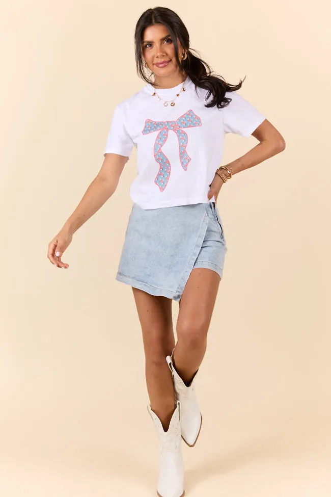 Floral Printed Bow White Boxy Graphic Tee sold by Pink Lily product image thumbnail 4