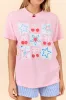 Cherries and Stars Checkered Light Pink Graphic Tee sold by Pink Lily