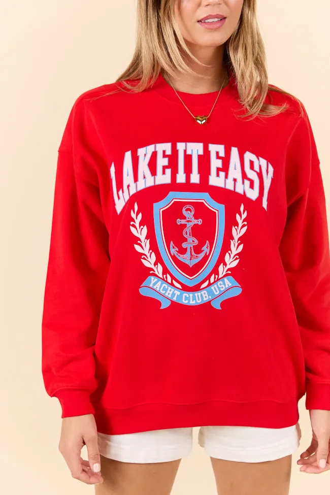 Lake It Easy Red Graphic Sweatshirt sold by Pink Lily product image thumbnail 3