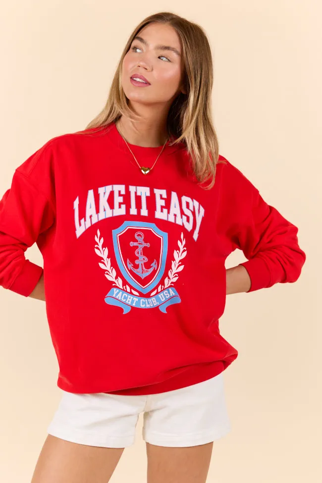 Lake It Easy Red Graphic Sweatshirt sold by Pink Lily product image thumbnail 2