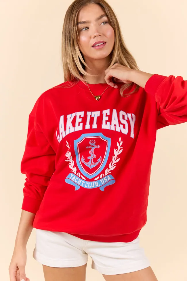 Lake It Easy Red Graphic Sweatshirt sold by Pink Lily product image thumbnail 5