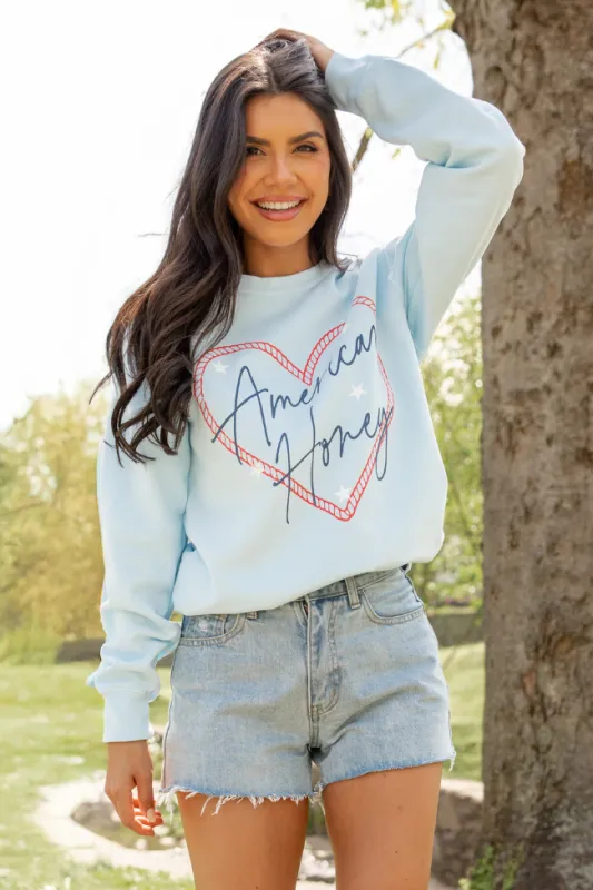 American Honey Chambray Graphic Sweatshirt SALE sold by Pink Lily