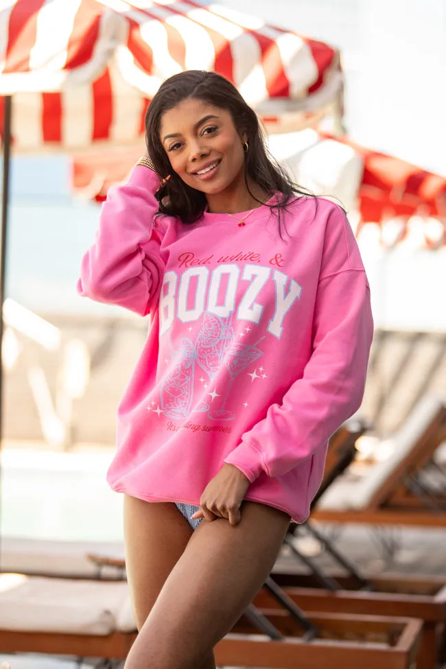 Red, White, & Boozy Pink Graphic Sweatshirt sold by Pink Lily product image thumbnail 5