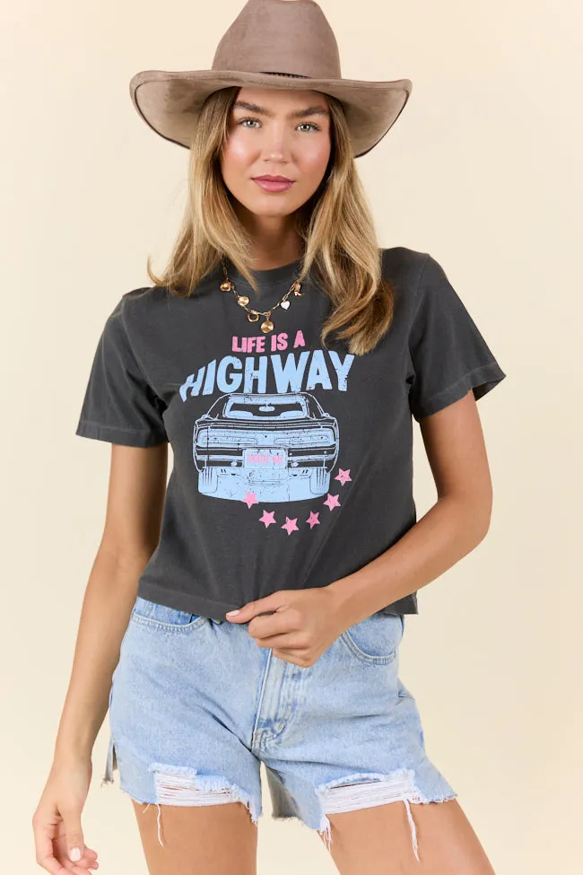 Life Is A Highway Grey Boxy Graphic Tee sold by Pink Lily product image thumbnail 4