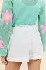 Chill Days Off White Ruffle Waist Denim Shorts FINAL SALE SALE sold by Pink Lily