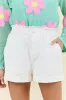 Chill Days Off White Ruffle Waist Denim Shorts FINAL SALE SALE sold by Pink Lily
