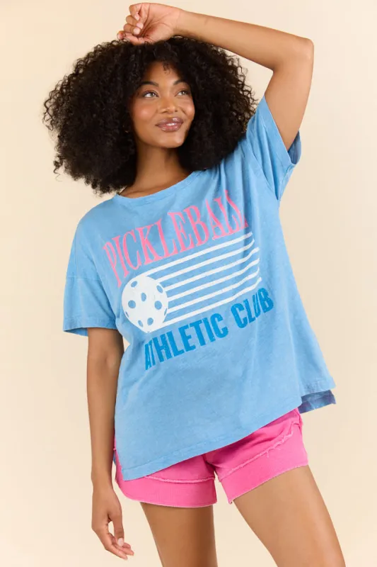 Pickleball Athletic Club Blue Graphic Tee sold by Pink Lily