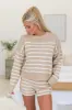 What Goes Around Taupe Striped Sweater Lounge Set FINAL SALE sold by Pink Lily