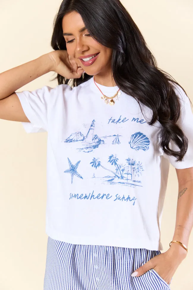 Take Me Somewhere Sunny White Boxy Graphic Tee SALE sold by Pink Lily