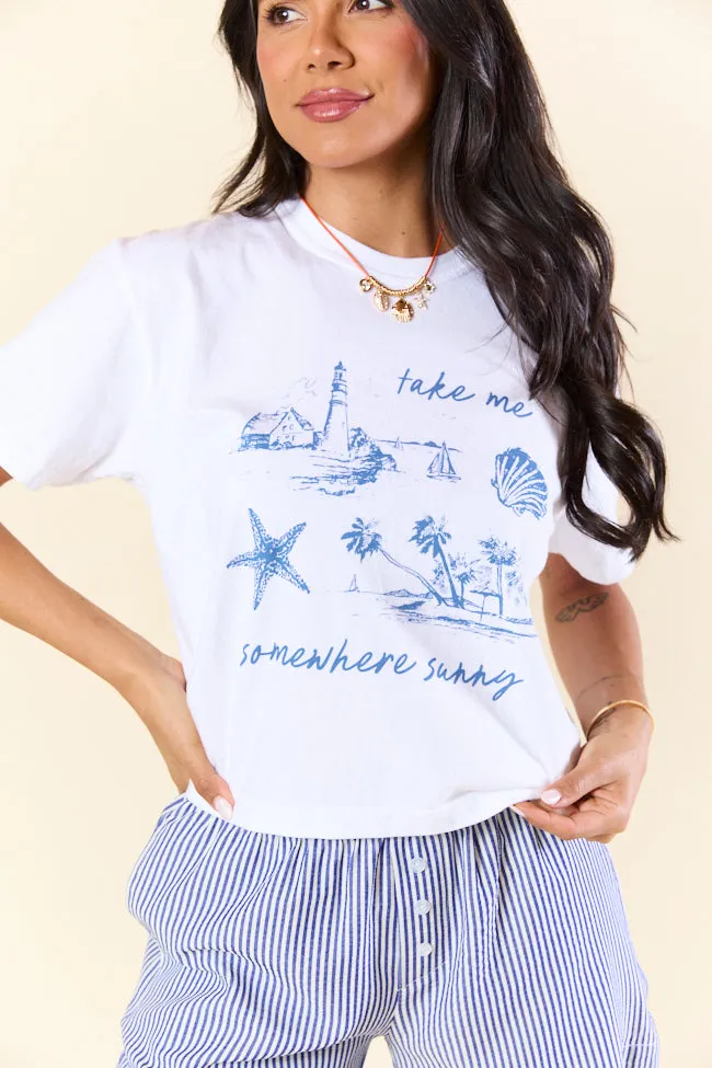 Take Me Somewhere Sunny White Boxy Graphic Tee SALE sold by Pink Lily product image thumbnail 4