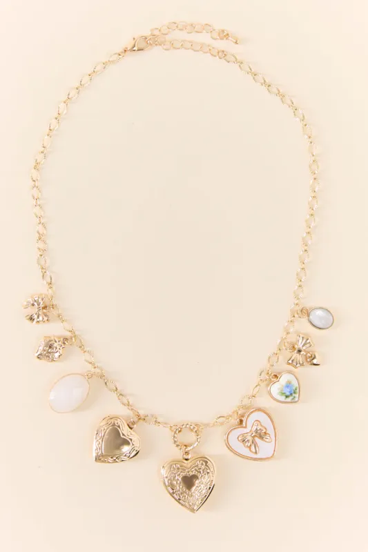 Anabelle Gold Heart Charm Necklace sold by Pink Lily