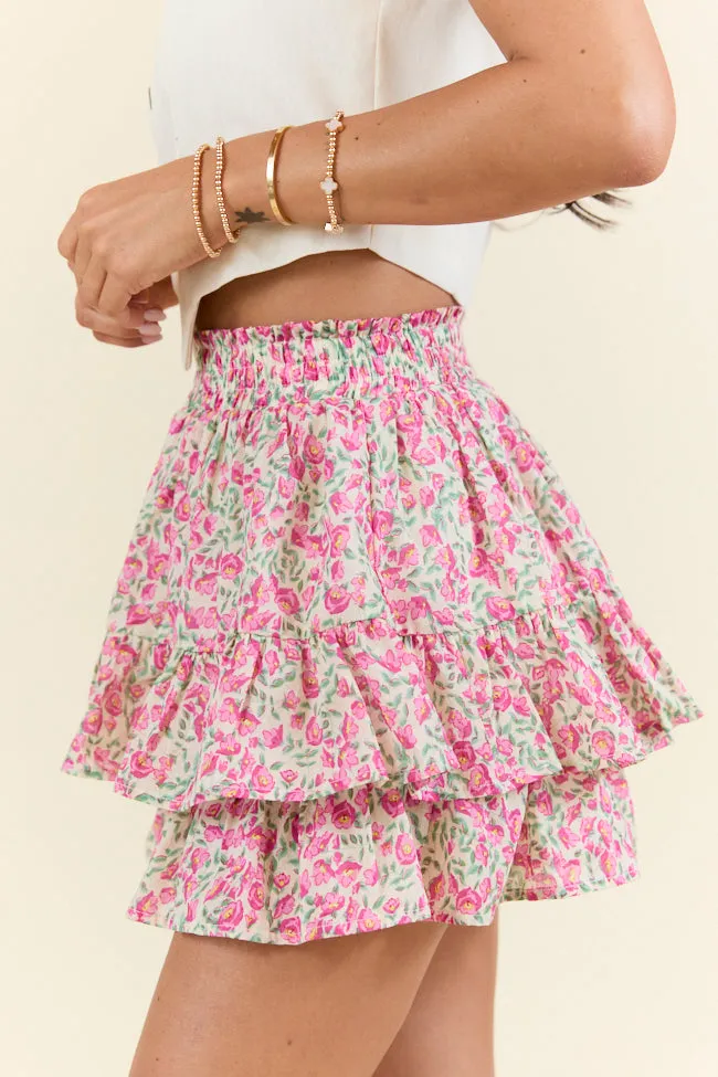 Pretty Moment Pink Multi Floral Tiered Skort SALE sold by Pink Lily product image thumbnail 3
