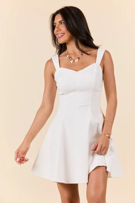 The Perfect Moment White Flare Denim Mini Dress FINAL SALE sold by Pink Lily