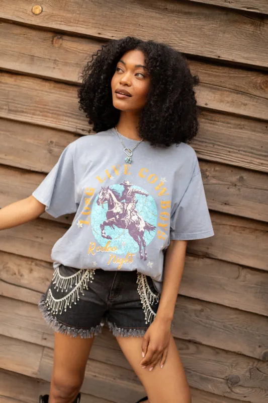 Long Live Cowboys Grey Zutter Graphic Tee sold by Pink Lily
