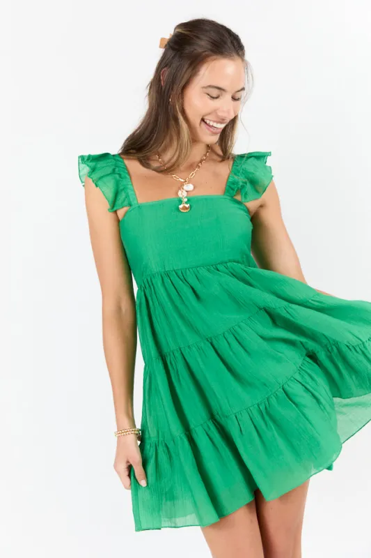 It's My Day Green Smocked Top Mini Dress sold by Pink Lily
