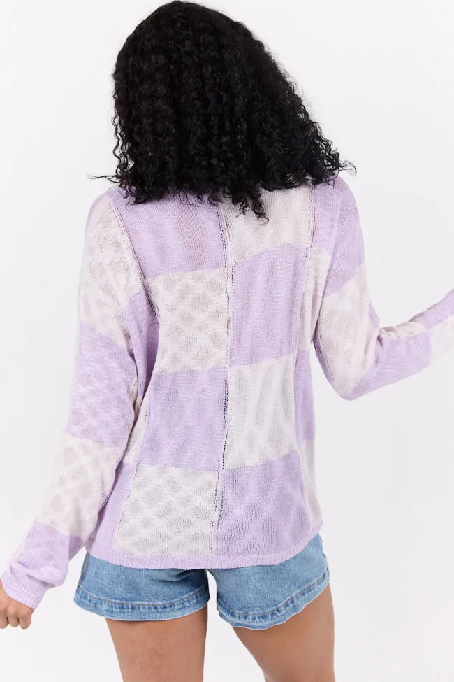 Sunset Key Purple Checkered Sweater FINAL SALE sold by Pink Lily product image thumbnail 5