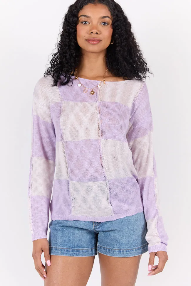 Sunset Key Purple Checkered Sweater FINAL SALE sold by Pink Lily product image thumbnail 3