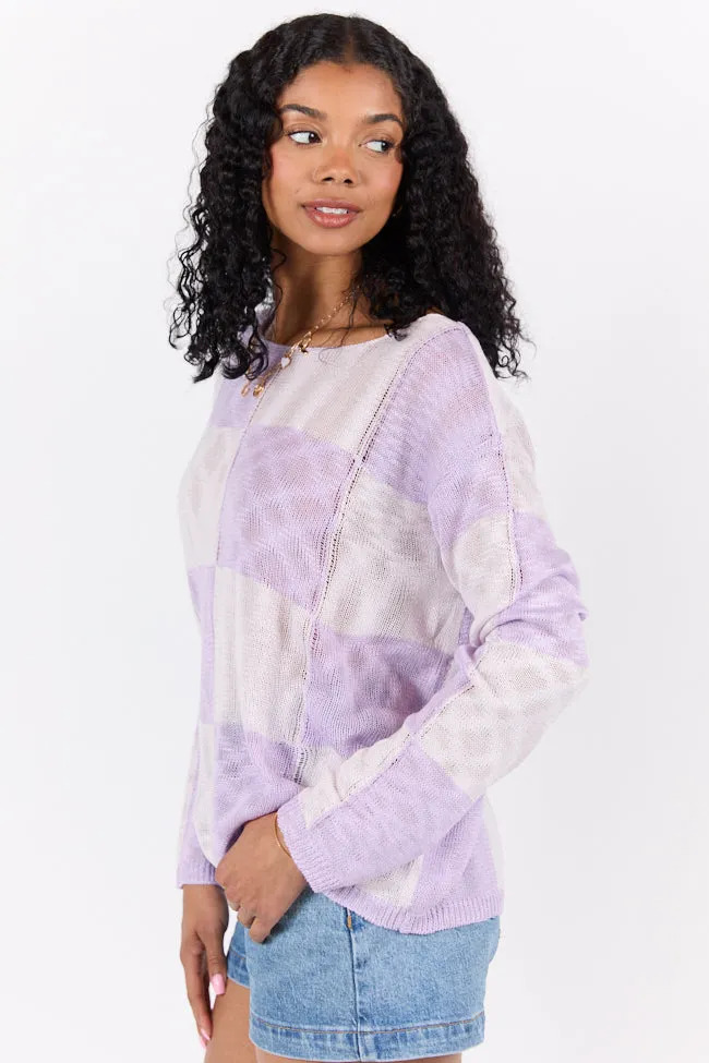 Sunset Key Purple Checkered Sweater FINAL SALE sold by Pink Lily product image thumbnail 4