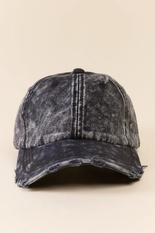 Black Acid Wash Baseball Cap FINAL SALE sold by Pink Lily