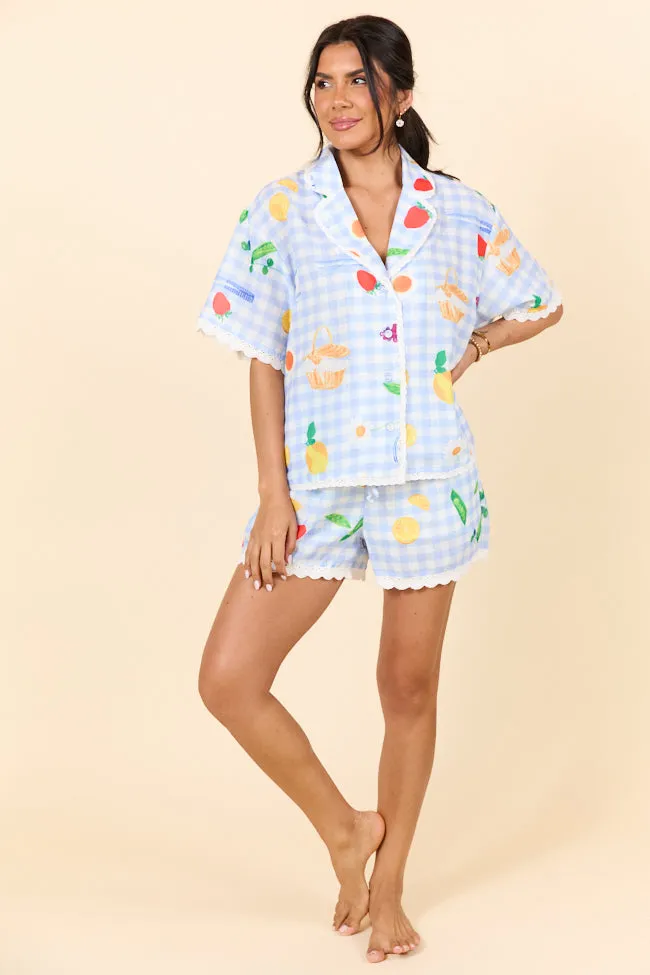 Picnic After Dark Blue Pajama Set FINAL SALE sold by Pink Lily product image thumbnail 3