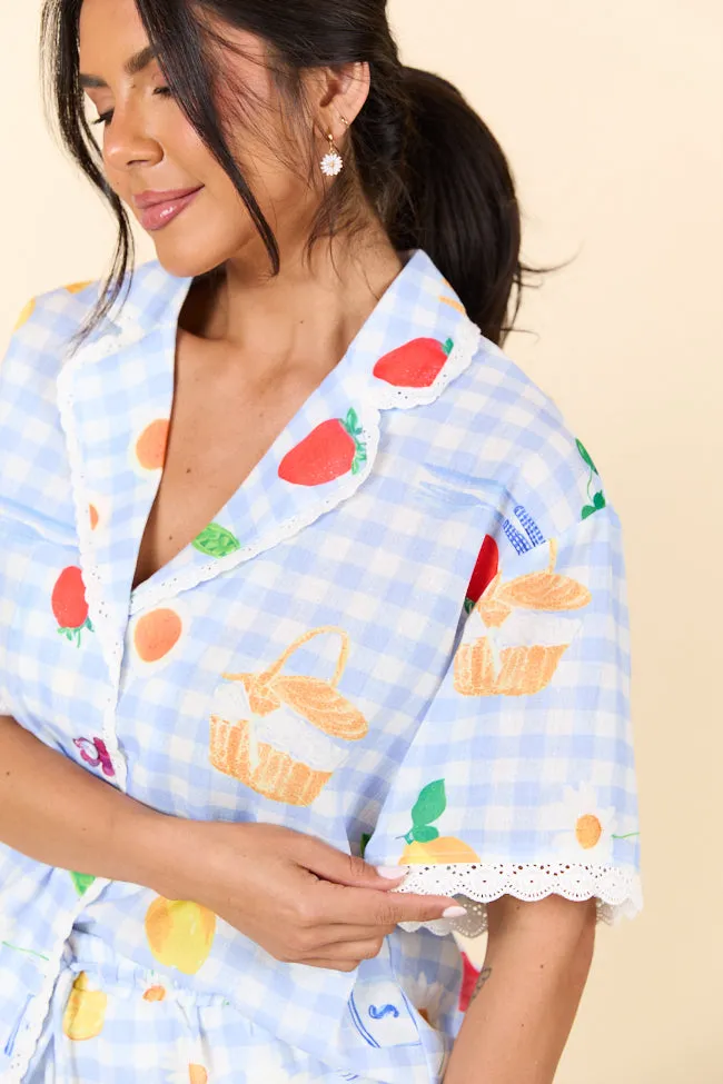 Picnic After Dark Blue Pajama Set FINAL SALE sold by Pink Lily product image thumbnail 2