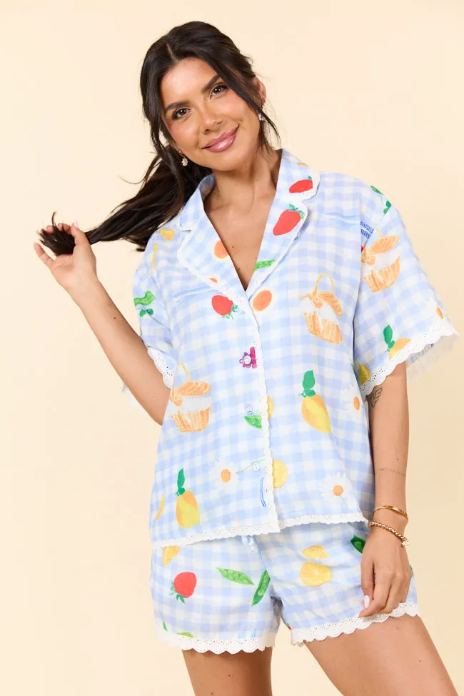 Picnic After Dark Blue Pajama Set FINAL SALE sold by Pink Lily product image thumbnail 4