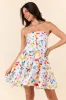 Sweet Thing Summer Girl Dinner Strapless Printed Mini Dress FINAL SALE sold by Pink Lily