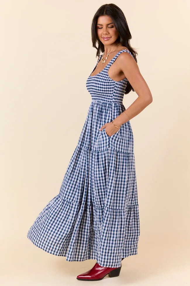 Sunday Check-In Navy Gingham Maxi Dress FINAL SALE sold by Pink Lily product image thumbnail 3