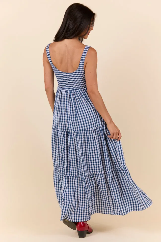 Sunday Check-In Navy Gingham Maxi Dress FINAL SALE sold by Pink Lily product image thumbnail 4