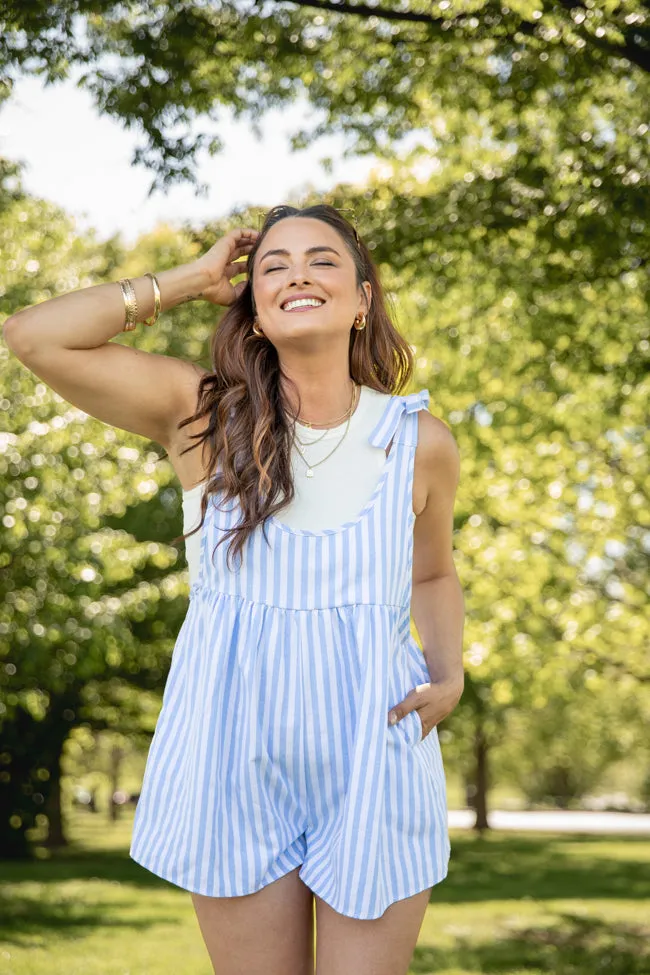Stripe Me Up Blue Vertical Stripe Romper FINAL SALE sold by Pink Lily product image thumbnail 5