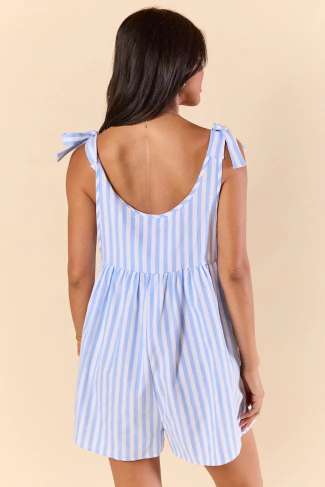 Stripe Me Up Blue Vertical Stripe Romper FINAL SALE sold by Pink Lily product image thumbnail 4