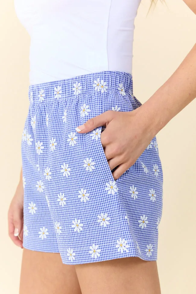 Living My Truth Blue Gingham And Daisies Boxer Shorts FINAL SALE sold by Pink Lily product image thumbnail 4
