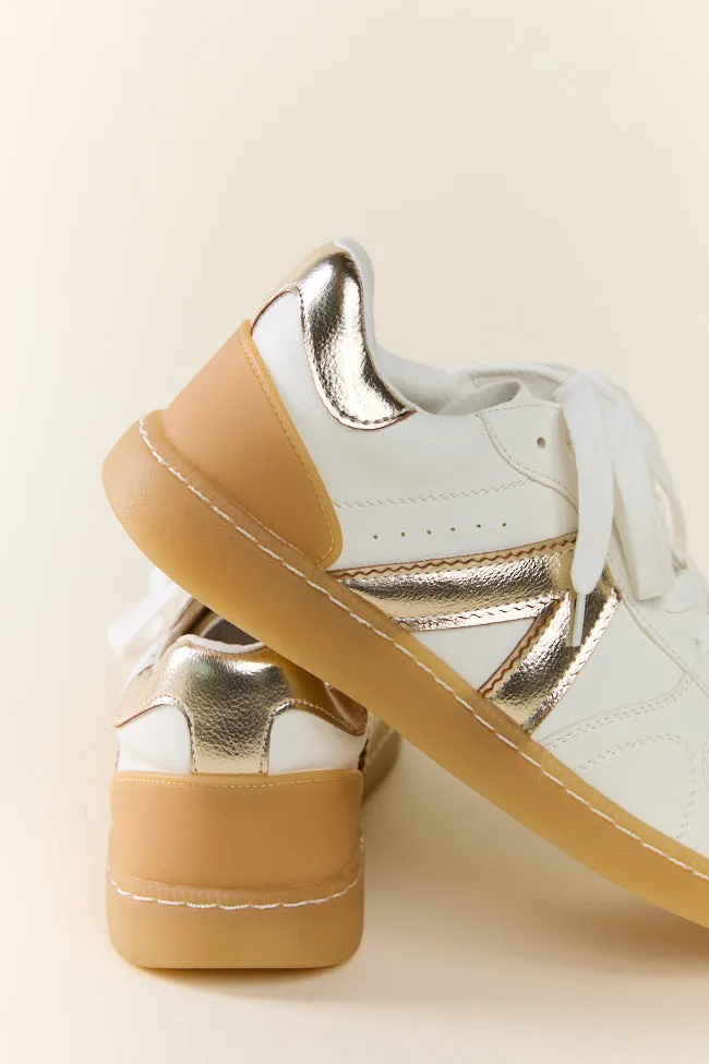 Vesta Metallic Gold Sneakers sold by Pink Lily