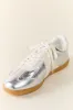 Klaire Metallic Silver Sneakers SALE sold by Pink Lily