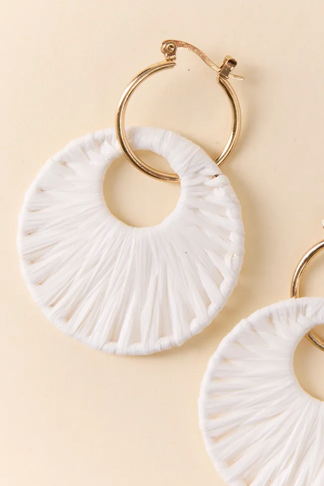 White Raffia Wrapped Disc Earrings FINAL SALE sold by Pink Lily product image thumbnail 2