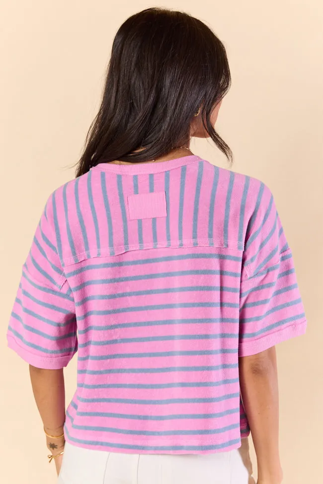 Color Wave Purple and Blue Striped Knit Boxy Tee sold by Pink Lily product image thumbnail 5