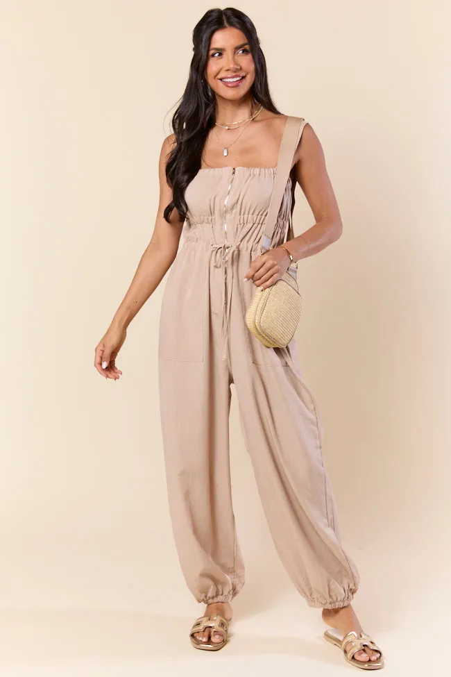 Zip Into Comfort Tan Zipper Jumpsuit sold by Pink Lily product image thumbnail 3