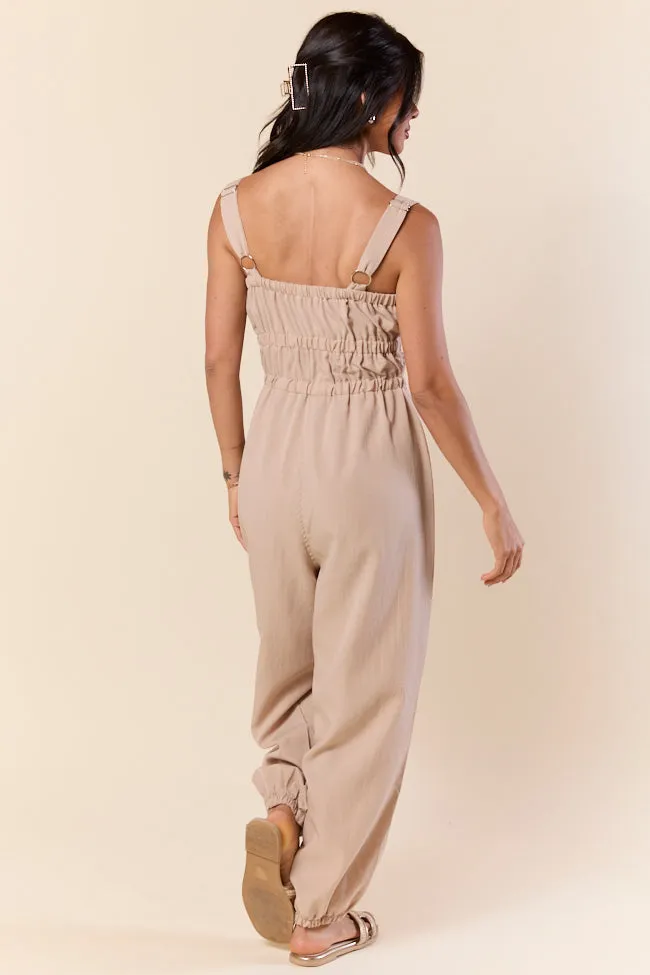 Zip Into Comfort Tan Zipper Jumpsuit sold by Pink Lily product image thumbnail 5
