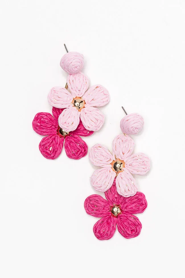 Pink Raffia Flower Dangle Earrings sold by Pink Lily product image thumbnail 3