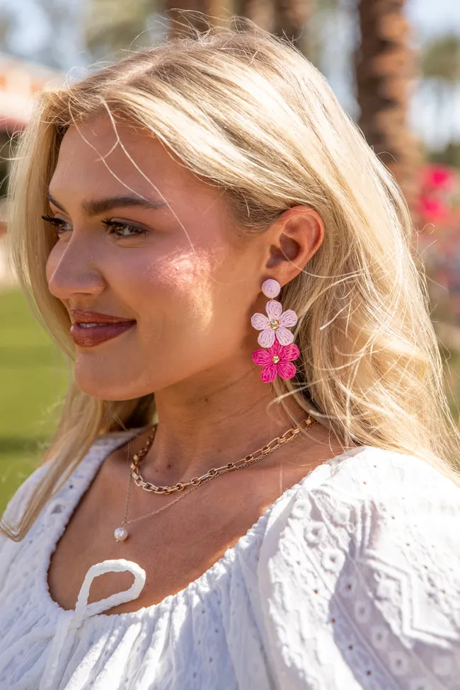 Pink Raffia Flower Dangle Earrings sold by Pink Lily product image thumbnail 4