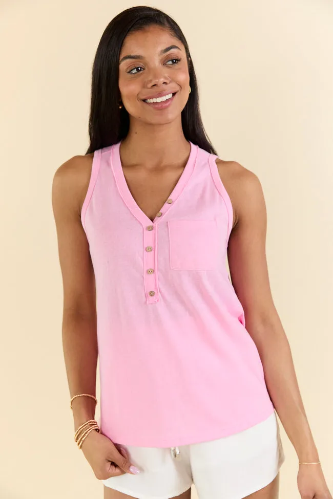 Daily Daze Pink Knit Button Tank Top FINAL SALE sold by Pink Lily product image thumbnail 3