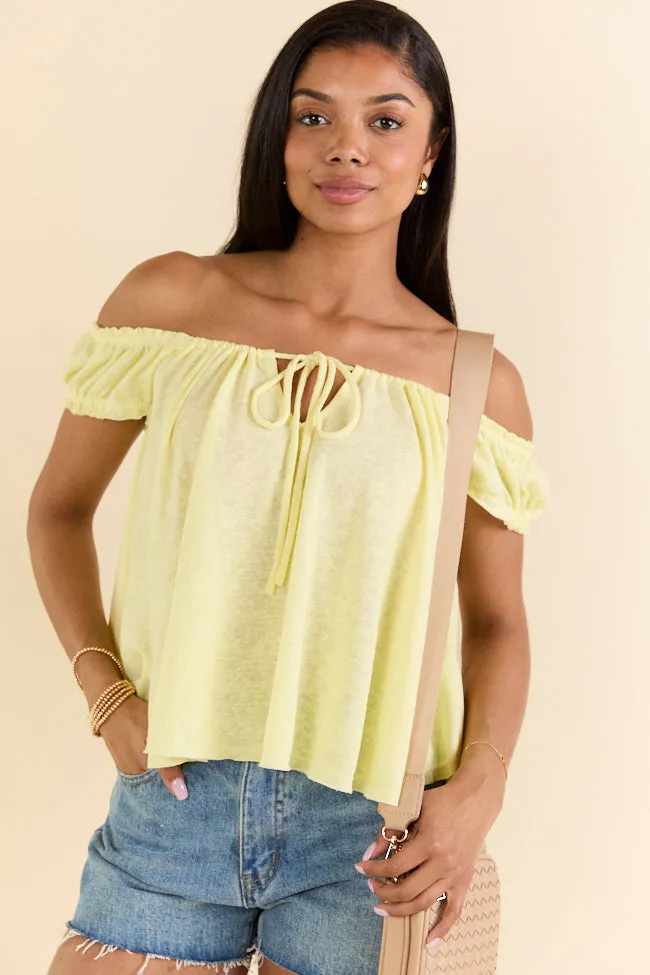 Minimal Essence Yellow Off To Shoulder Knit Top FINAL SALE sold by Pink Lily