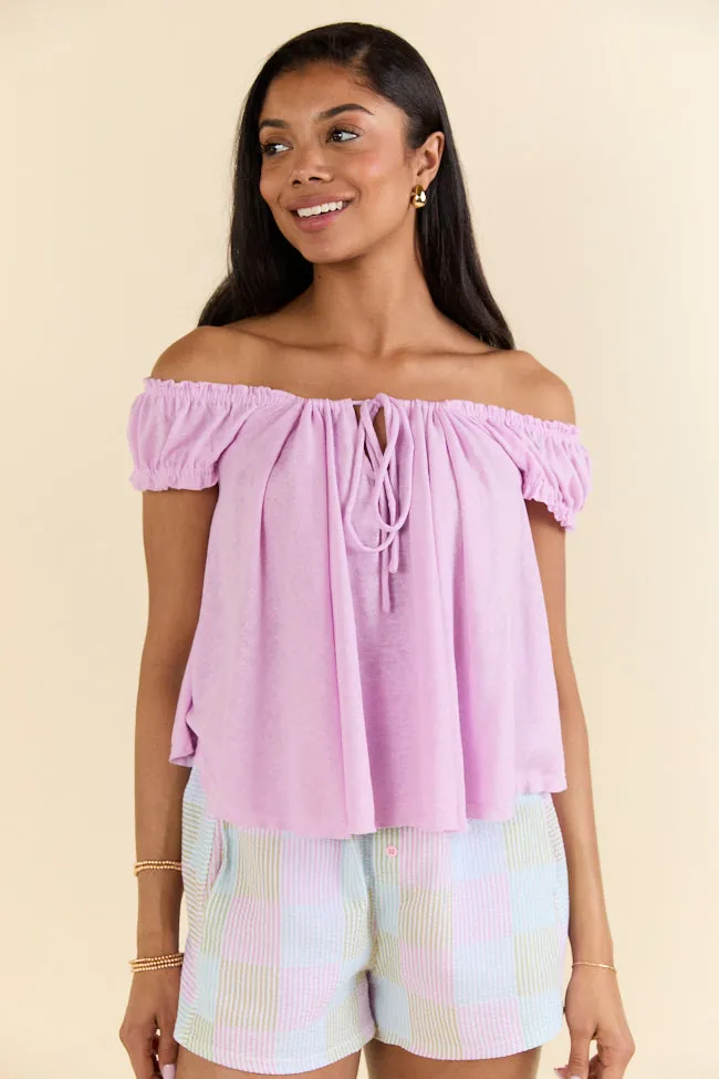 Minimal Essence Purple Off To Shoulder Knit Top FINAL SALE sold by Pink Lily