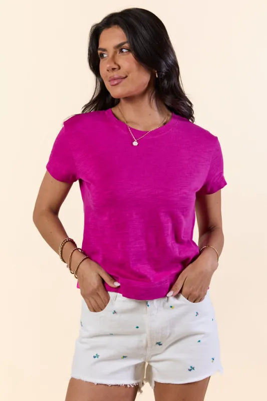 Easy Fit Short Sleeve Plum Boxy Tee FINAL SALE sold by Pink Lily