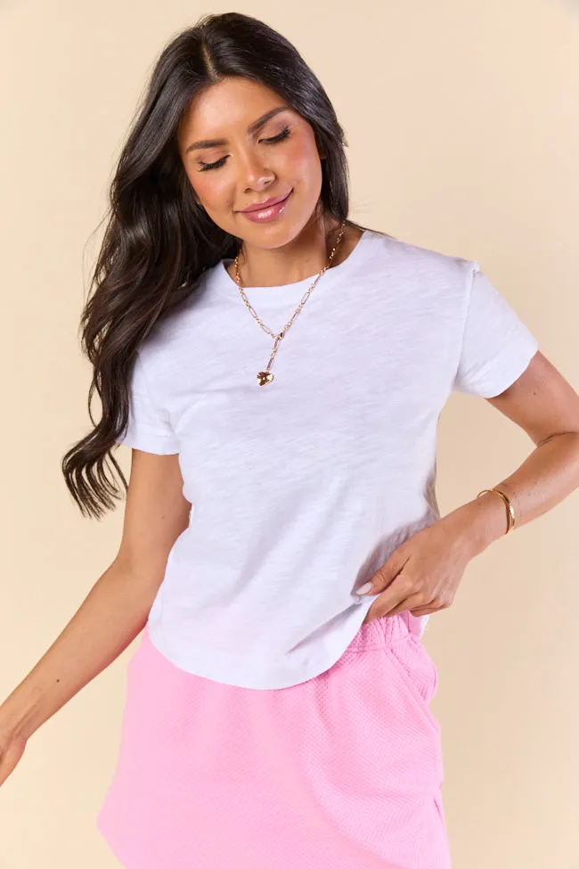 Easy Fit Short Sleeve White Boxy Tee FINAL SALE sold by Pink Lily