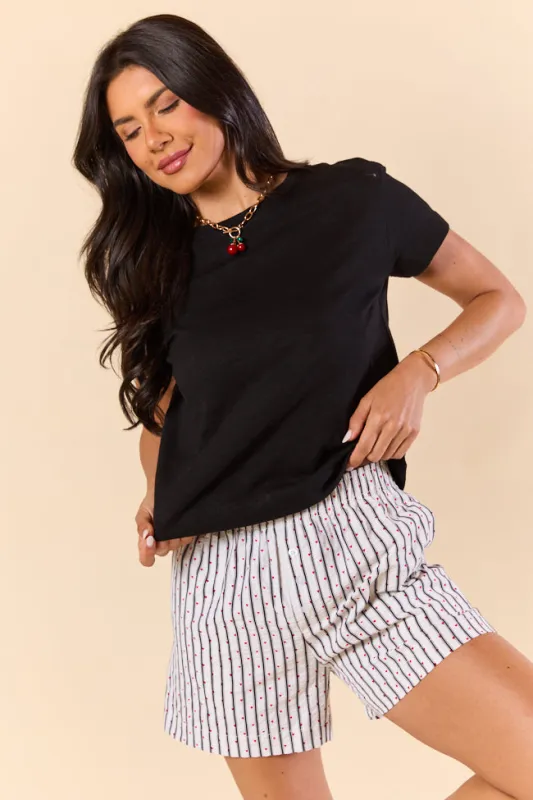 Easy Fit Short Sleeve Black Boxy Tee sold by Pink Lily
