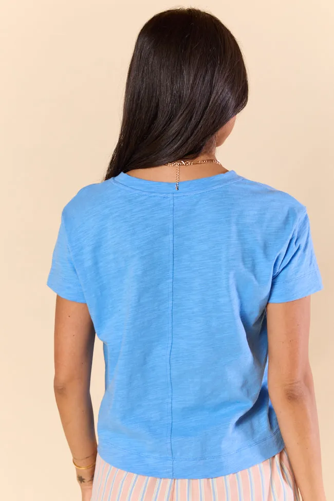 Easy Fit Short Sleeve Blue Boxy Tee sold by Pink Lily product image thumbnail 4