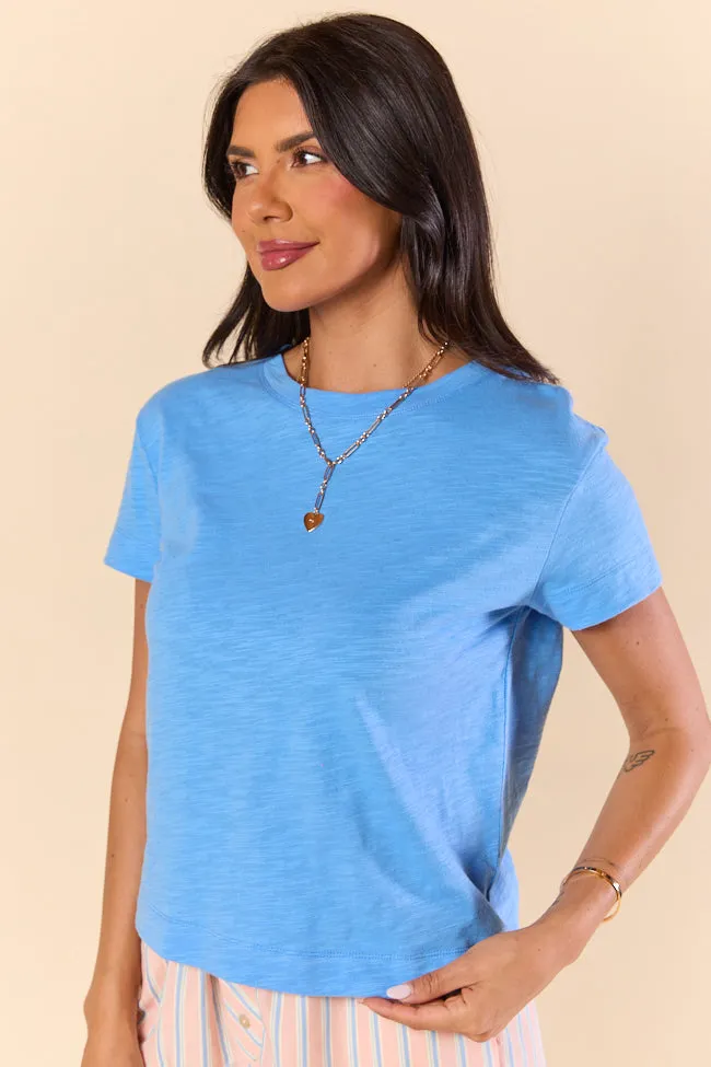 Easy Fit Short Sleeve Blue Boxy Tee sold by Pink Lily product image thumbnail 3