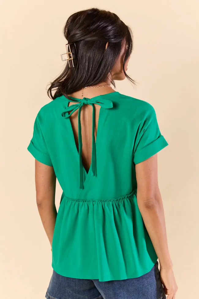 Plainly Green Tie Back Peplum Knit Top FINAL SALE sold by Pink Lily product image thumbnail 2