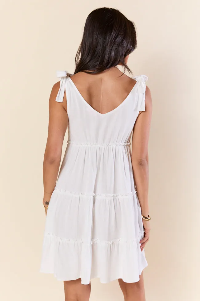 Sweetly Tied White Tie Shoulder Mini Dress FINAL SALE sold by Pink Lily product image thumbnail 4